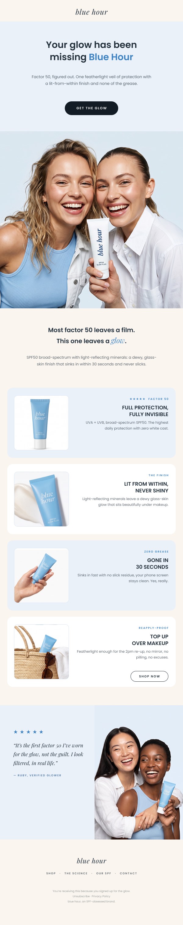 Email design for Blue Hour