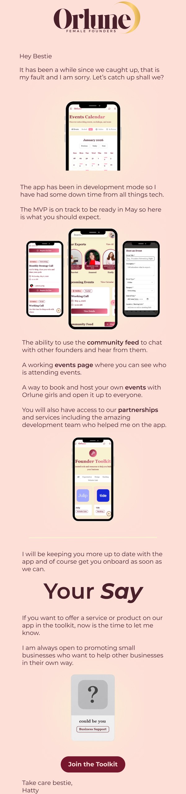 Email design for Orlune