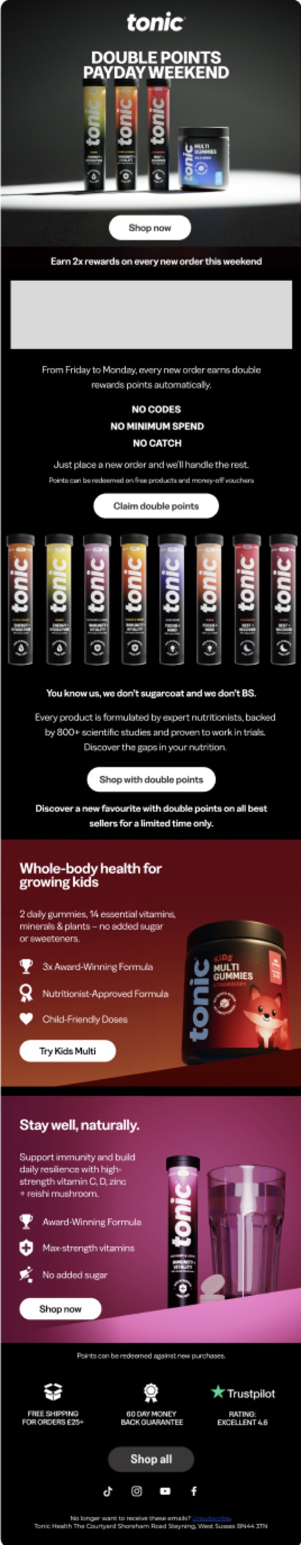 Email design for Tonic